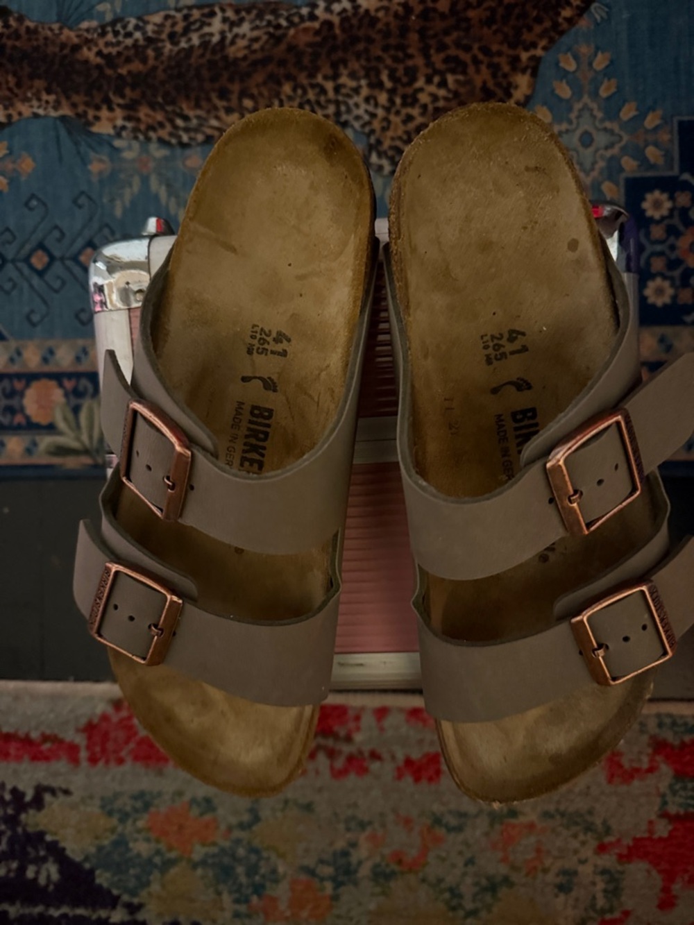 Birkenstock  Sandals in Taupe with Copper Buckles